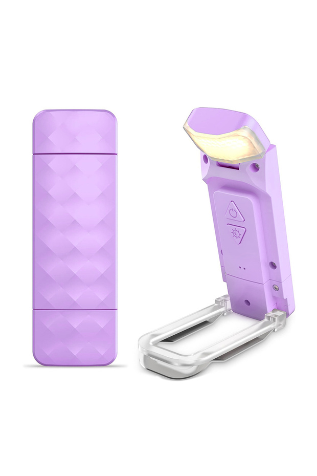 purple USB Rechargeable Book Light, Long Lasting & Eye Caring 3 Colors,Portable Bookmark Lamps, Brig