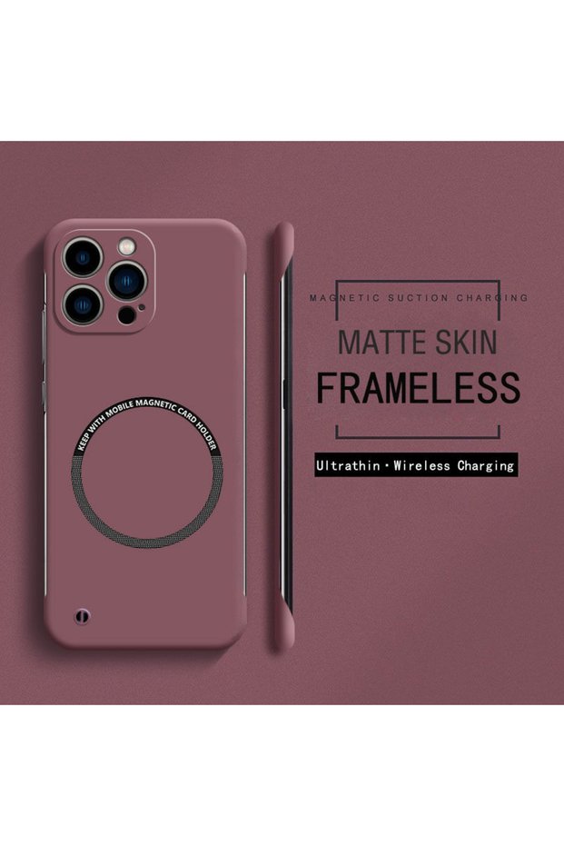 for iPhone 15 ProMax WineRed Frameless Magnetic For Magsafe Slim Case For iPhone 16 15 Pro Plus 15Pr