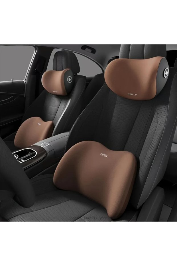 Headrest Brown Comfort car neck pillow Memory foam car head pillow, adjustable shoulder belt pad, us
