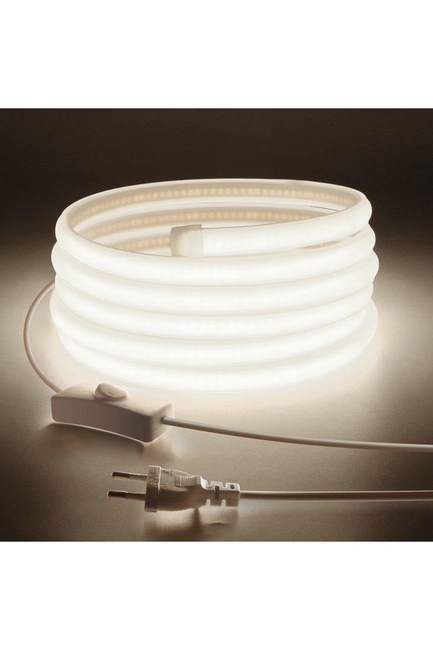 3M 220V European Plug Natural White 110V 220V Super Bright COB LED Strip with Switch FOB Tape Ribbon