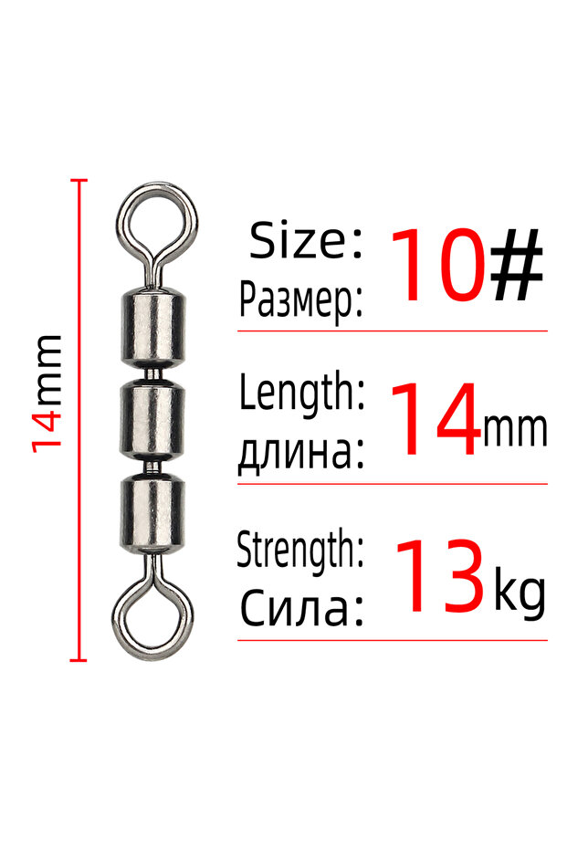 10PCS Size 10 DNDYUJU 10/20pcs Fishing Swivels Spinning Bearing Rolling High Tensile Safe Quick Conn