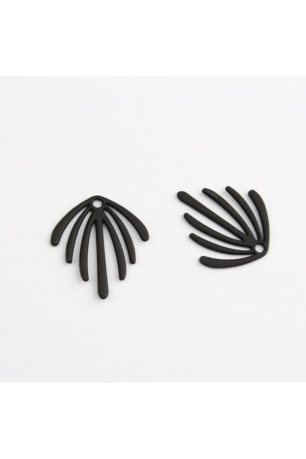 black Hand-painted Alloy Geometric Irregular Seaweed Leaf Pendant Charm for DIY Earrings and Jewelry