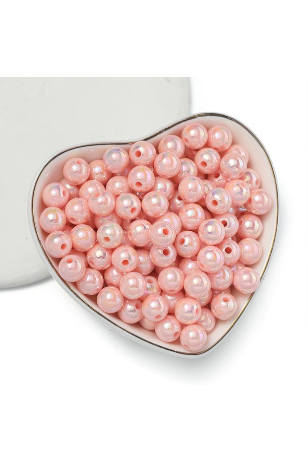 8mm-100pcs Pink 02 50/100pcs 6/8/10mm AB Color Acrylic Beads Round Loose Spacer Beads for Jewelry Ma