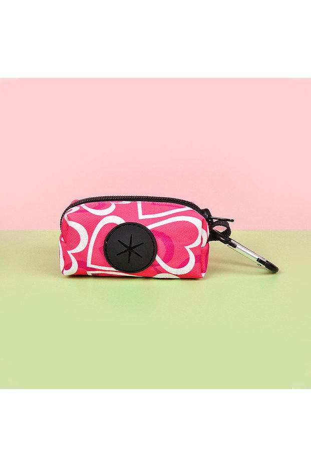 L Rose red heart 2pcs /1pcs Pet /Dog Poop Bags Holder - Works with Any Dog Leash (No Leash and Waste