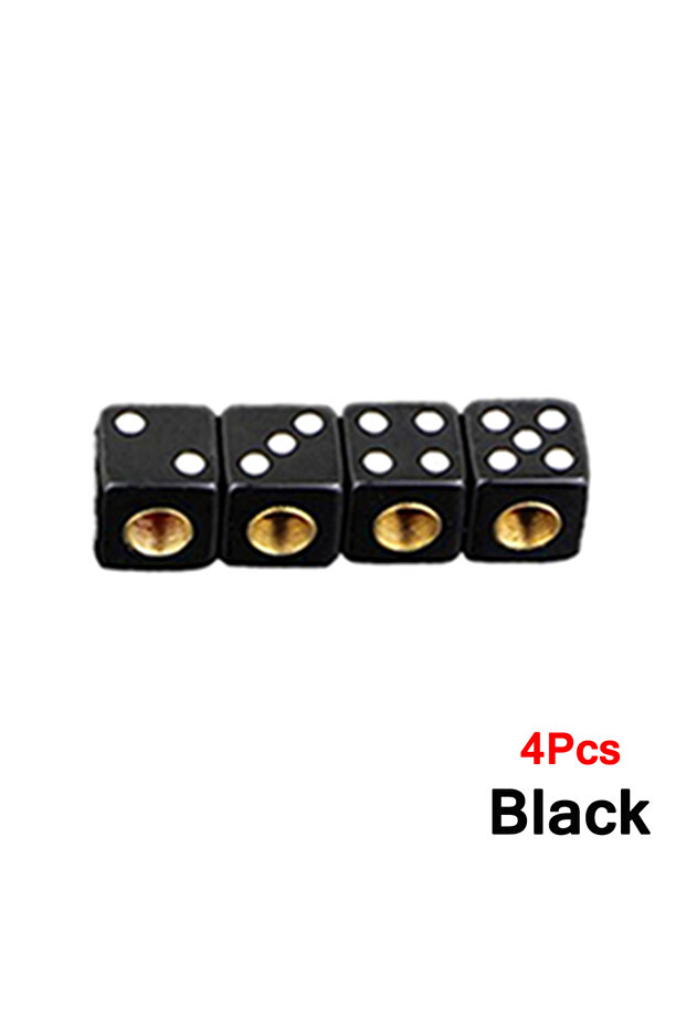 Black-4Pcs AUTCOAT 4/8Pcs Dice Tire Valve Stem Caps, Universal Plastic Dice Car Tire Valve Stem Air