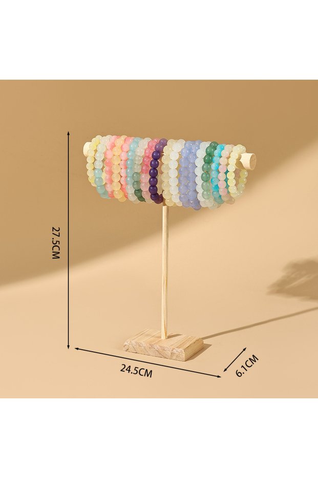 27.5cm Portable Hard Wooden Bracelet Chain T-Bar Rack Jewelry Display Stand for Bangle Watch Necklac