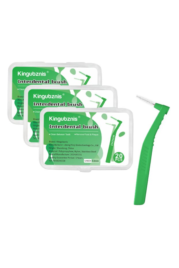 60pcs 0.8mm Kingubznis Interdental Brush Orthodontics Toothpicks Short Handle Stainless Steel Floss