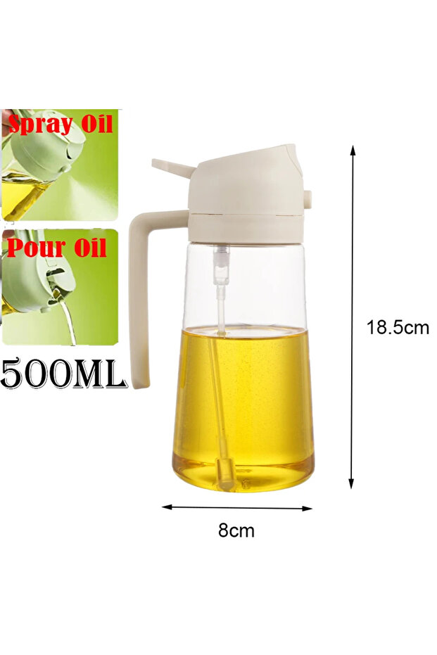2use white 500ml 2 in 1 Pour Spray Sprayer Kitchen Fryer Air Spray Oil Dispenser Bottle for Olive Oi