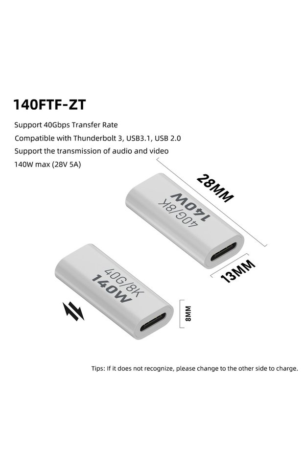 CM-CM PD140W USB4.0 Type C to USB C Fast Charging Adapter Converter 40Gbps Data Sync Connector 8K@60