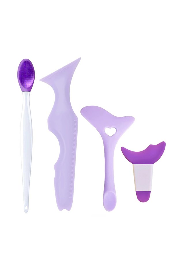 4pcs Purple Wholesale 4PCS Eyeliner Stencils Set Reusable Silicone Eyeliner Tool Lash Guard Eye Lips