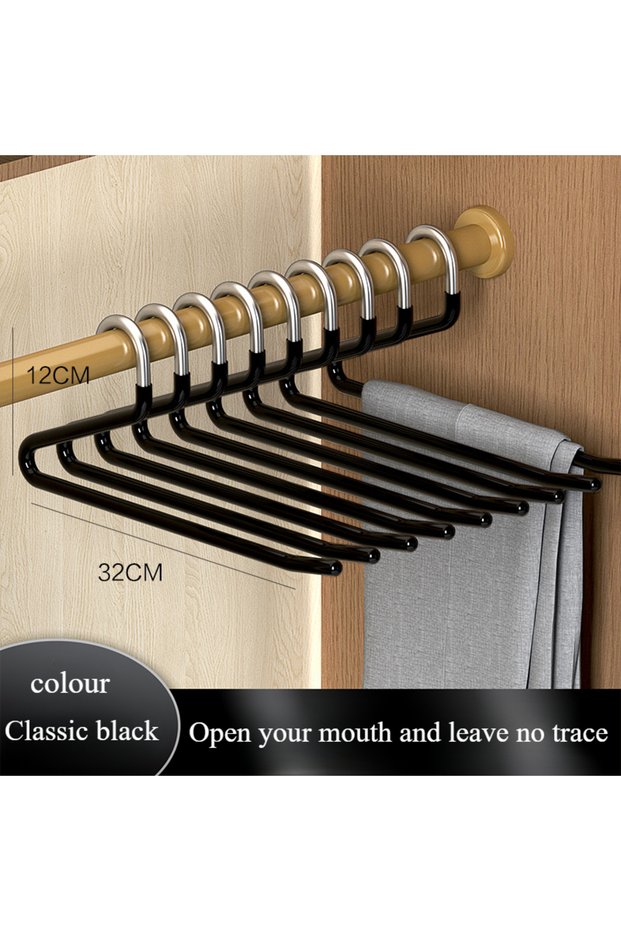 5pcs-black 5PCS Goose Type Dip Plastic pants hanger Wardrobe Dormitory Telescopic Z Type clothes han