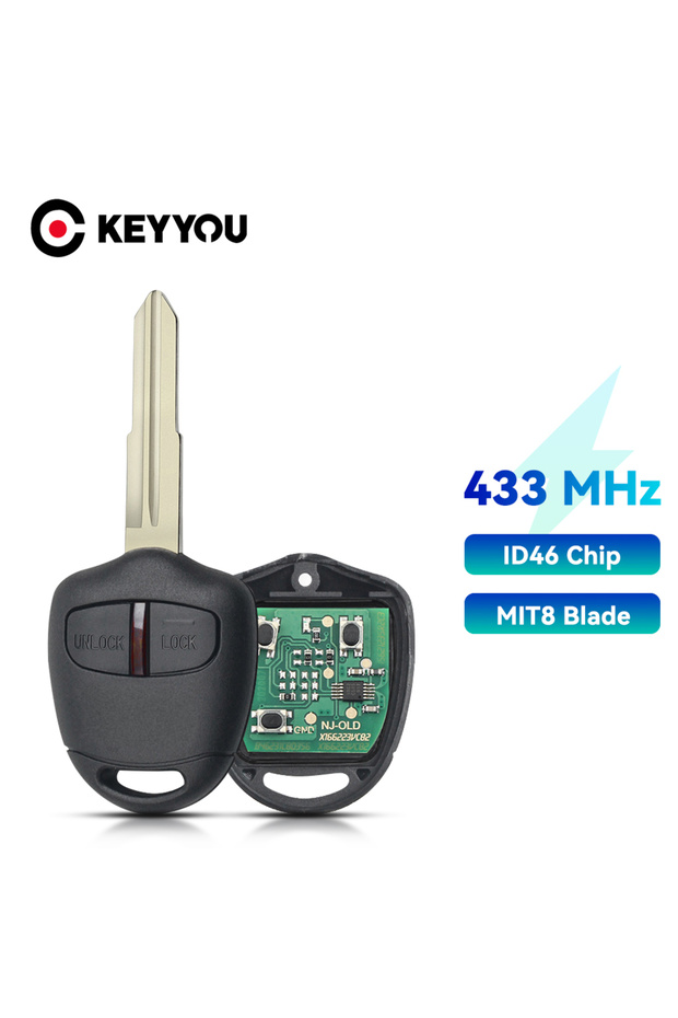 2 Buttons MIT8 KEYYOU 1PCS Car Remote Control Key For Mitsubishi Outlander ASX Lancer Triton Lama Pa