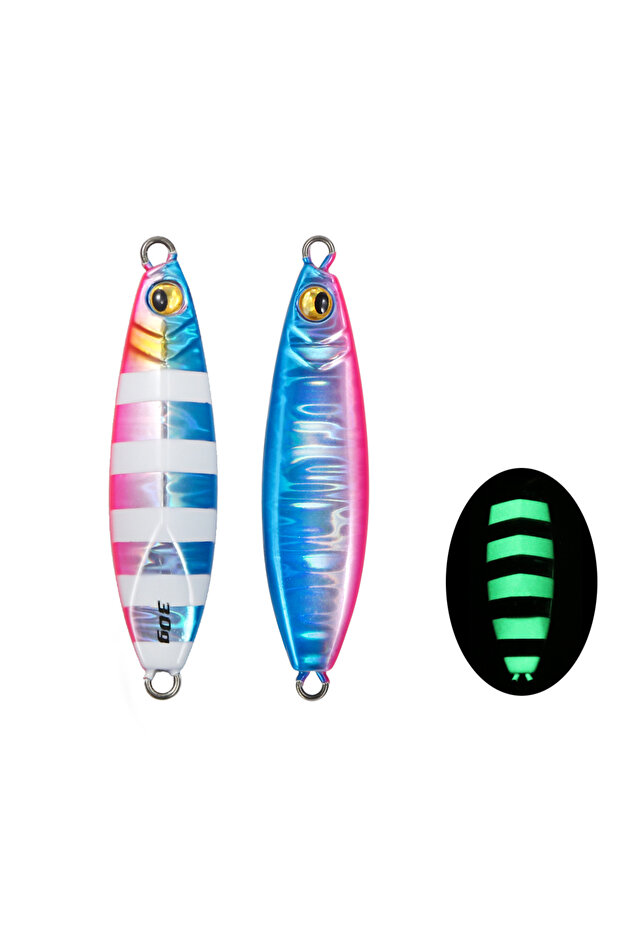 60g Blue Glow JIGGINGPRO Pebble 20g 30g 40g 60g Metal Jig Slow Pitch Jigs Shore Casting Jigging Lure