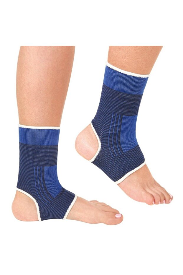Blue 2PCS/SET Ankle Foot Elastic Compression Wrap Sleeve Bandage Brace Support Running Fitness Prote