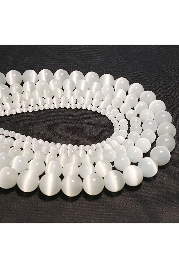 8MM 46pcs 1pack Noter 4/6/8/10/12mm Real Cat Eye Stone Beads For Jewelry Making White Opal DIY Brace
