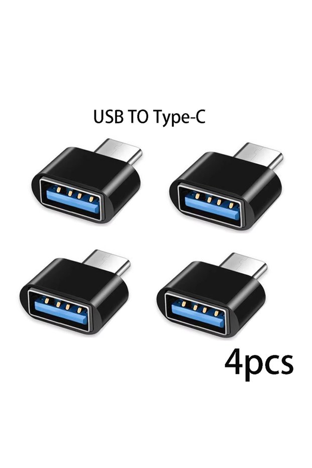 Black 4pcs Mini Type-C to USB Adapter 3.0 USB-C Male OTG A Female Data Connector For MacBook ProiP