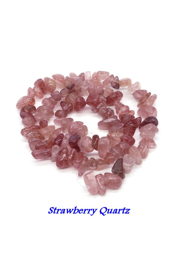 16inch (5-8mm) Strawberry Quartz Irregular Natural Gravel Red Floating Agate Loose Chips Crystal Bea