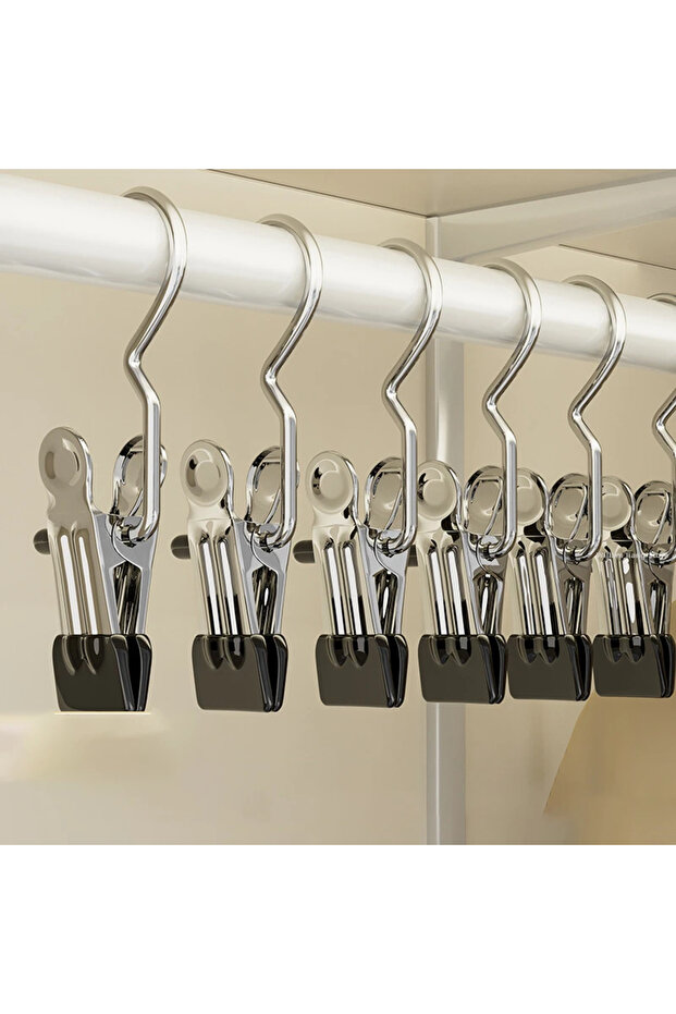 20pcs black Wardrobe Wardrobe Organizer Clothes Laundry Portable Hangers Stainless Steel Clothespins