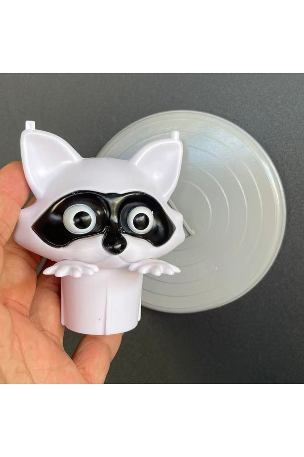 white Cute Raccoon Toilet Paper Holder Playful Bathroom Decor With Trash Can Lid Cover Unique Gift I