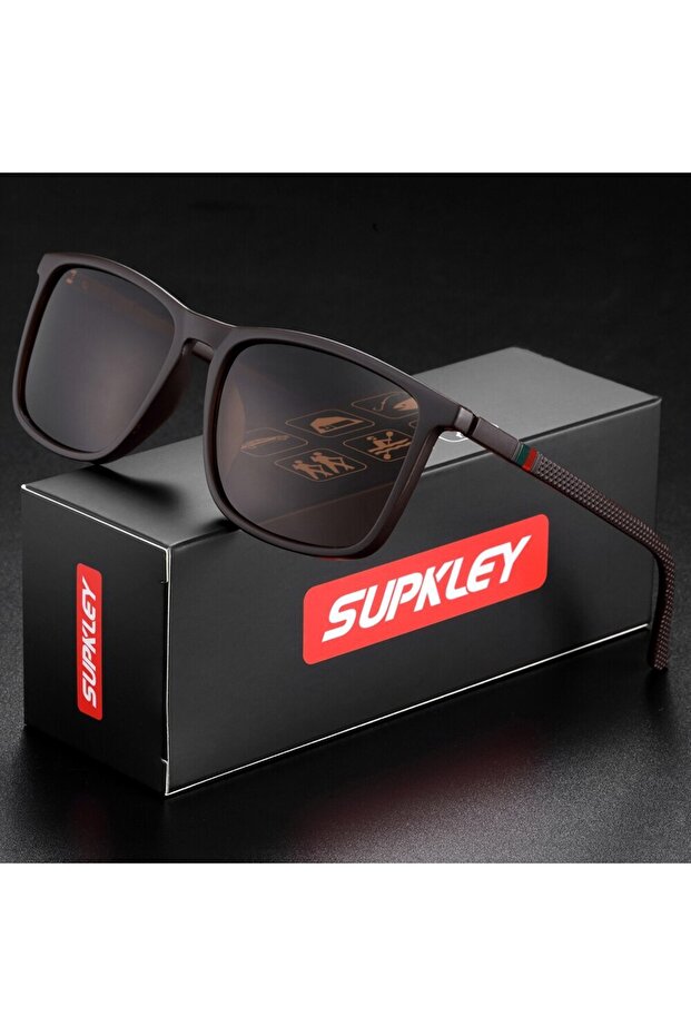 BROWN SUPKLEY Sports Sunglasses for Men Polarized Comfortable Wear Square Sun Glasses Male Light Wei