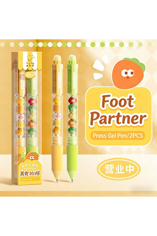 Food Partner Kawaii Press Gel Gen Neutral Pen Student DIY Beaded Pens Blue Ink Erasable Pen with Era