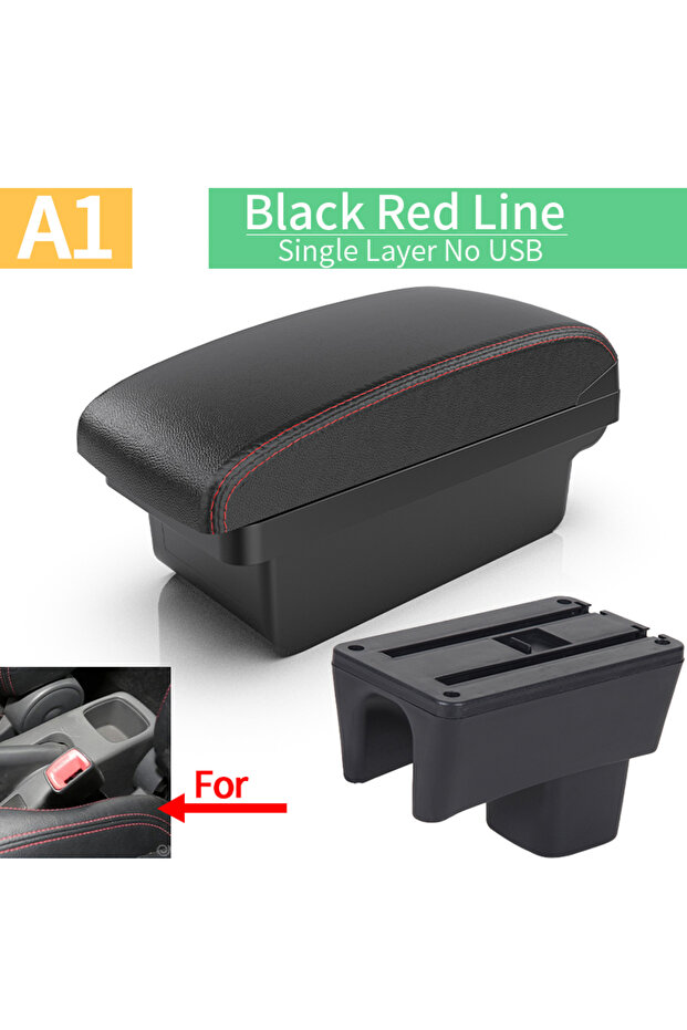 صندوق مسند ذراع سوزوكي سويفت أسود وأحمر بدون منفذ USB، ملحقات داخلية للسيارة سوزوكي سويفت