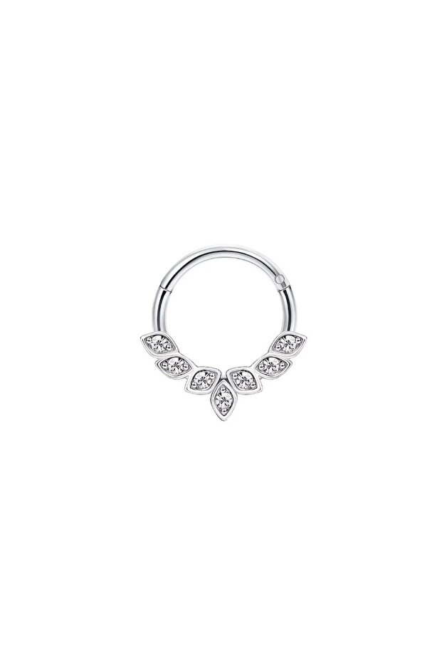 16G-1.2mm-8mm S5-1pc-silvery 1/5pcs 16G Fashion 316L Stainless Steel CZ Hinged Septum Clicker Nose H