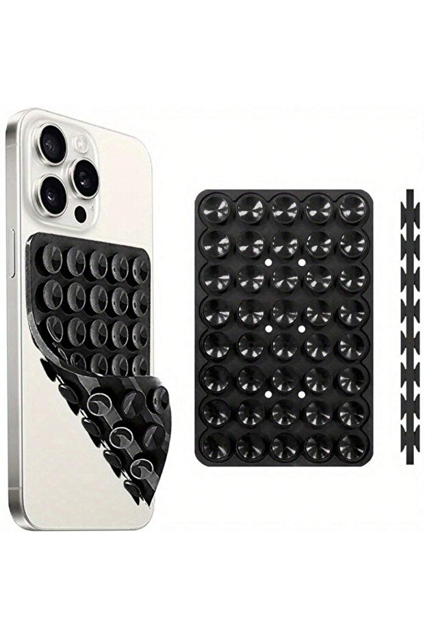 black Silicone Suction Cup Phone Mount Hands-Free Mobile Stand Airplane Travel Essential Compatible