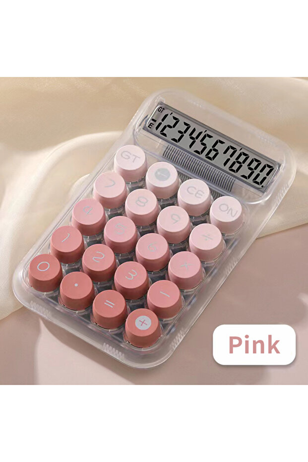 Pink 1PC Transparent Gradient Large Button Calculator Large Screen Electronic Calculator 10 Digit St