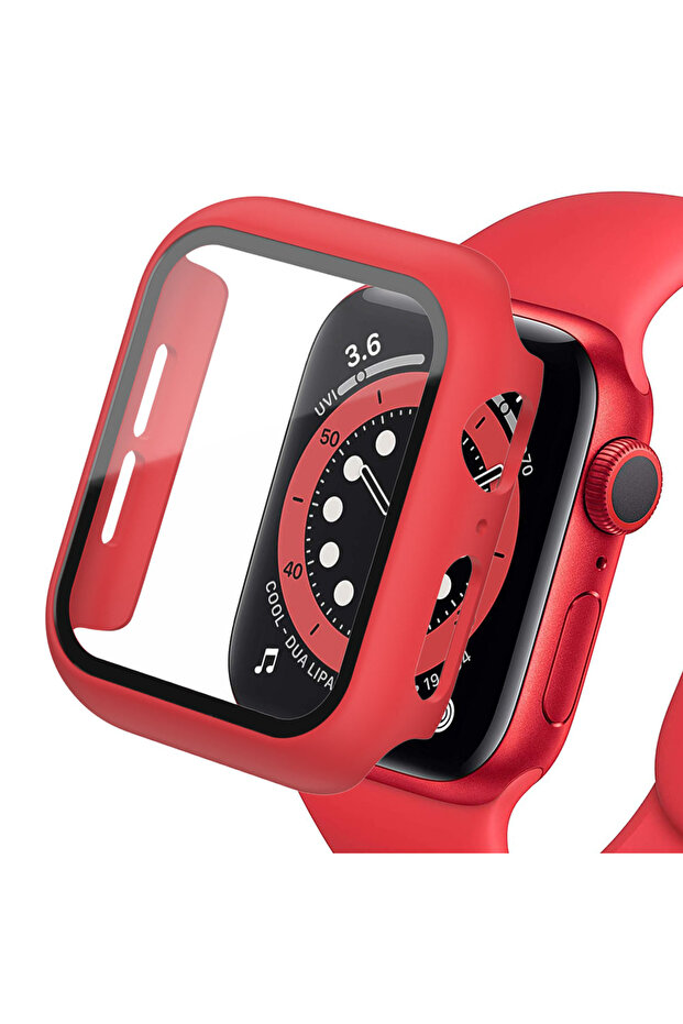 45MM Red Glass+Case for Apple Watch Ultra 49mm 45mm 44mm 41mm 40mm Accessories PC Screen Protector C
