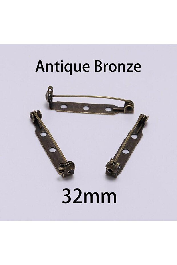 Bronze - 32mm 20pcs 20 25 32 38mm Brooch Clip Base Pins Blank Safe Lock Brooch Pin Base Badge Holder