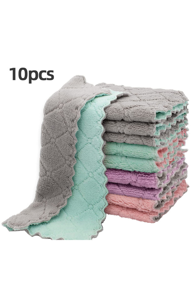 MIX 10Pcs 10pcs Kitchen Towels And Dishcloths Rag, 15*25cm Small Dish Washing Towels, Color Assorted