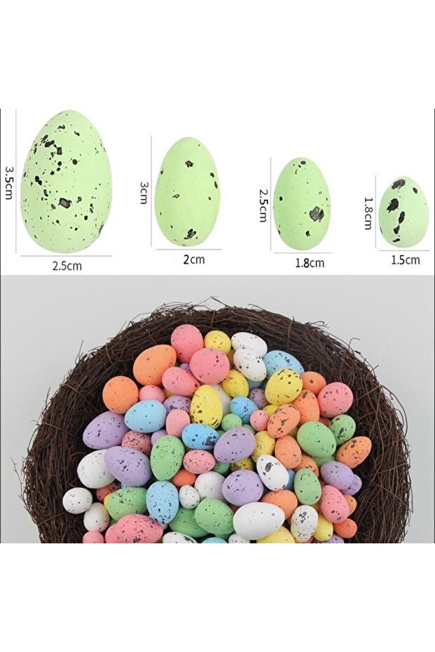 50pcs 1.5X1.8cm 50Pcs Bird Eggs Speckled Mini 1.8-4CM Fake Foam Eggs for DIY Crafts Easter Party Sup
