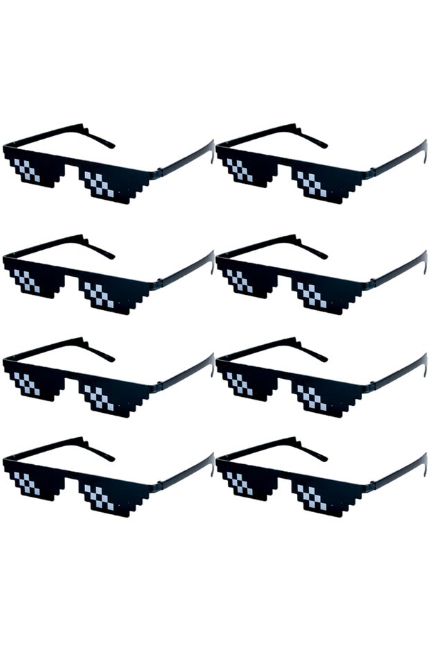8pcs black glasses 8/4pcs New Black Mosaic Sunglasses Funny Trick Toy Retro Gamer Robot glasses Cosp