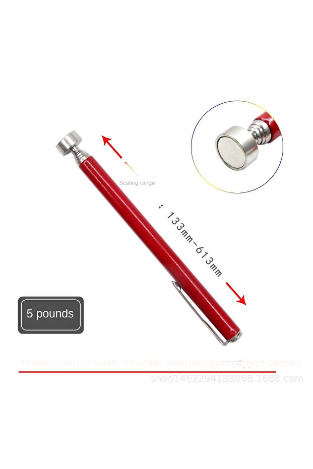 5 LBS without LED Telescopic Magnetic Pen Portable Metalworking Handy Tool Magnet Capacity for Picki