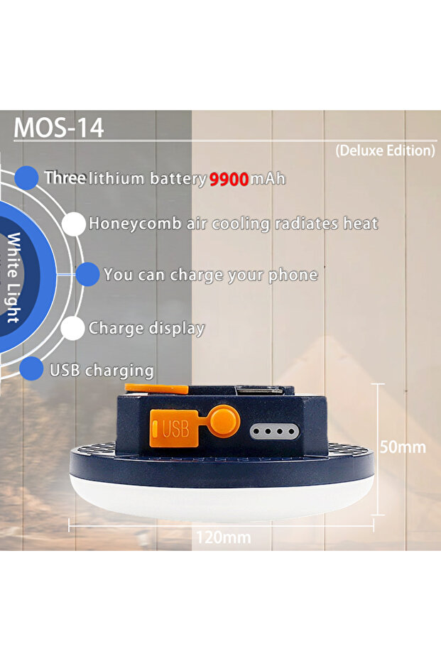 MOS-14-Blue-W MOSLIGHTING 9900maH LED Outdoor Camping Light Rechargeable Tent Light High Power Stron