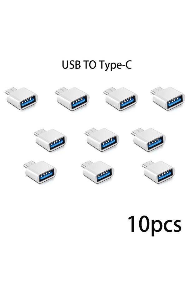 White 10pcs Mini Type-C to USB Adapter 3.0 USB-C Male OTG A Female Data Connector For MacBook Proi