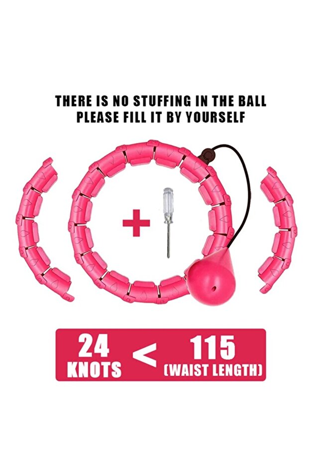 Pink 24 Knots Adult Plus Size Adjustable Weighted Sports Hoops Smart 2-in-1 Detachable Exercise for