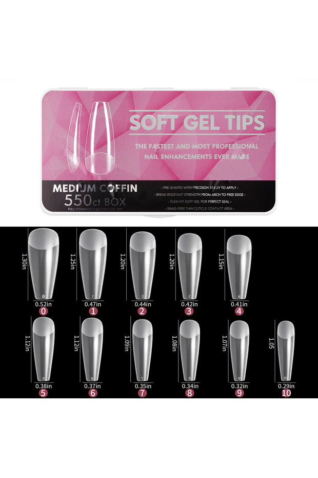 01 1 Box Clear Acrylic Long Fake Nails Capsules Almond French Coffin Full Half Cover False Nails Art