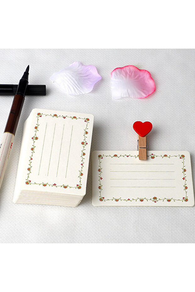20Pcs F 20/40Pcs Blank DIY Card Chinese Style Paper Small Card Word Flower Pattern Greeting Card For