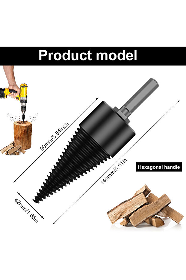 Type B-4 1/2PC Firewood Log Splitter 32/42mm Sturdy High-Carbon Steel Wood Log Splitter Screw Cones