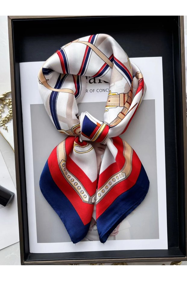 70x70cm FJ738-3 Luxury Print Imitation Silk Square Scarf Women Spring Neck Tie Shawl Wraps Female Ha
