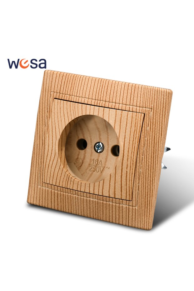 fr 1 Socket Not Ground WESA Wood Power Socket France Standard Electrical Outlet Standard Ground Wall