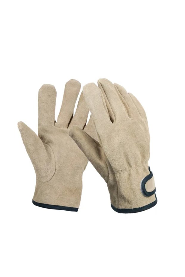 BBQ-b-Khaki Leather Fire Resistant Heat Resistant Gloves Outdoor Barbecue Heat Resistant Wear Resist