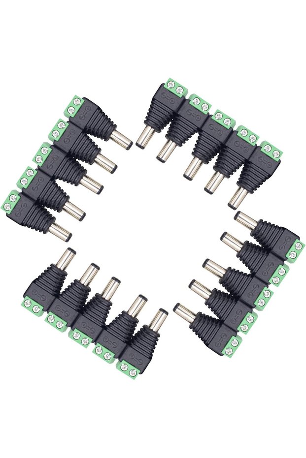 10pairs DC Power Jack Plug Adapter Barrel Connector 20 Pairs 12V Male and Female 2.1 x 5.5mm for CCT