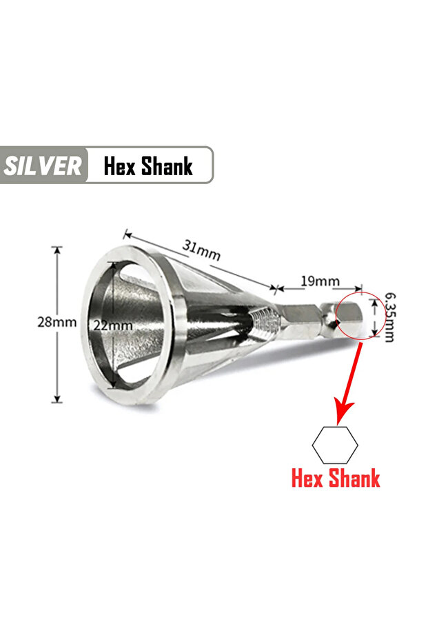 Silver Hexagon Deburring External Chamfer Tool Metal Hex Triangle Trimming Drill Bit for Stainless S
