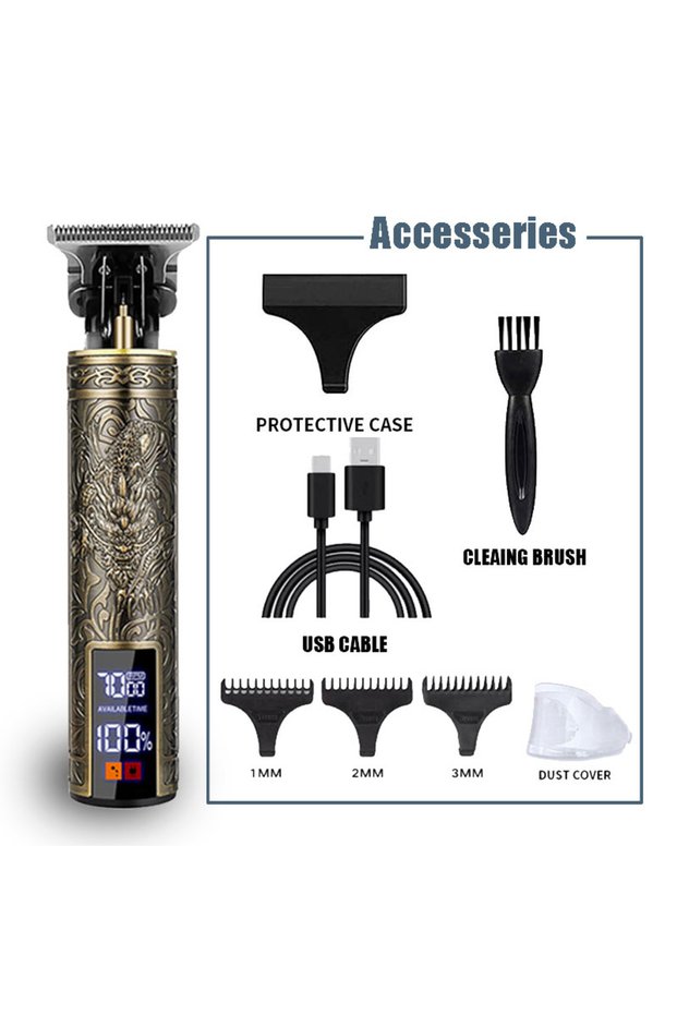068-Dragon T9 Professional Hair Clipper/Accessories for Men | USB Fast Charging | Beard/Body/Hair Tr