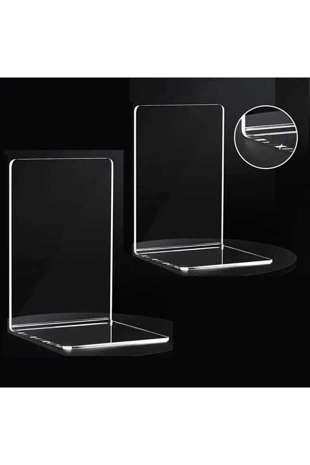 2pc Clear 8 Pieces Bookends,Clear Bookends for Shelves,Heavy Duty Book Ends andDesktop Organizer,Boo