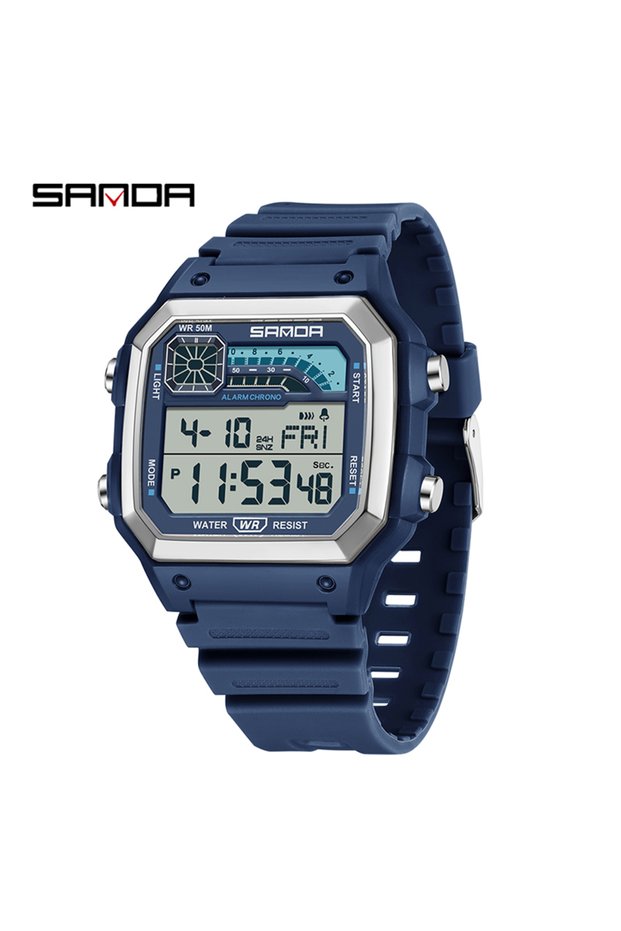 6196 blue SANDA Outdoor Sport Electronic Watch Men Multifunction Watches Alarm Clock Chrono Waterpro