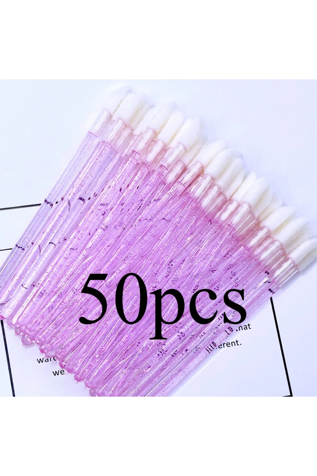 50pcs Pink 50Pcs Crystal Eyelashes Brushes Individual Lash Removing Cleaning Mascara Applicator Lip